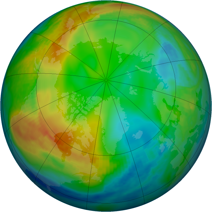 Arctic ozone map for 20 December 1990